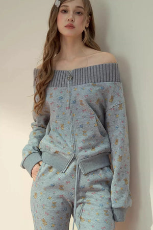 One-Shoulder Sweater With Trousers Set-Up