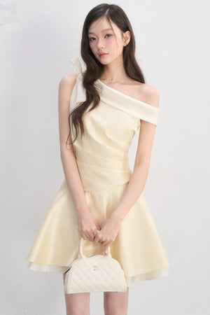 One-Shoulder Waist-Cinching Dress