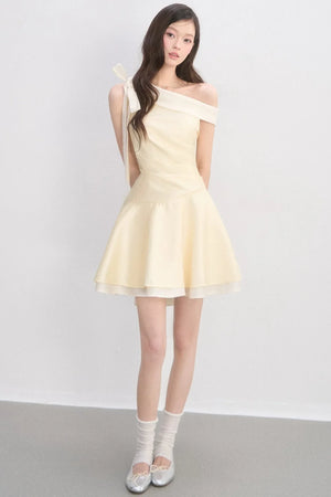 One-Shoulder Waist-Cinching Dress