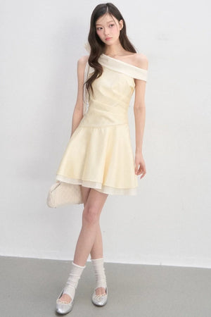 One-Shoulder Waist-Cinching Dress