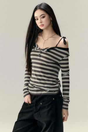 One-Shoulder Wool Blend Long Sleeve Top