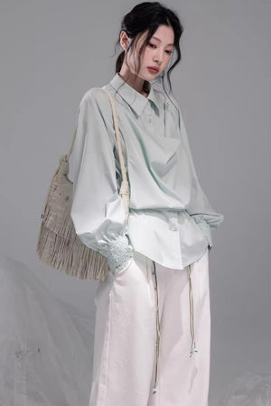 Optical Illusion Drape Collar Shirt