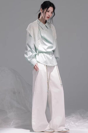 Optical Illusion Drape Collar Shirt