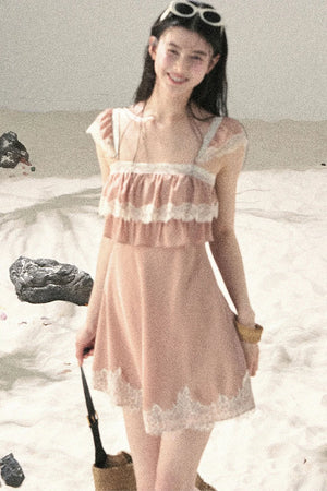 Orange Lace Chiffon Dress