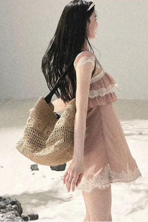 Orange Lace Chiffon Dress