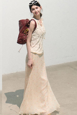 Organza Jacquard Tie Blouse