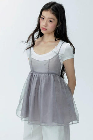 Organza Layered Overlay Dress Set-Up
