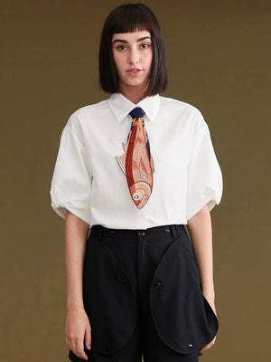 Original Design Fish Embroidery Stitching Neckties