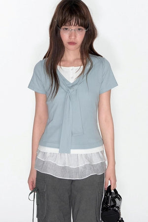 Original Detachable Navy Neck Slim Top