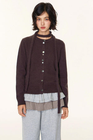 Original Lace-Up Crew Neck Cardigan Set-Up