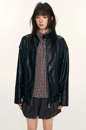 Original Plaid Embroidered Lace-Up Long Sleeve Shirt