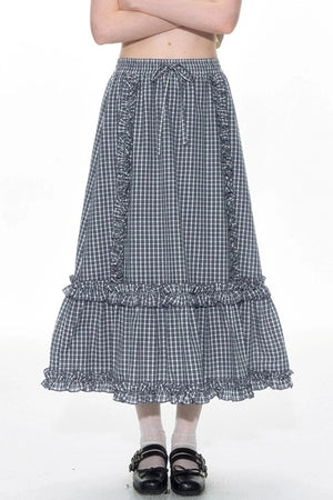 Original Slim Short Sleeve Plaid Panelled Skirt Set-Up