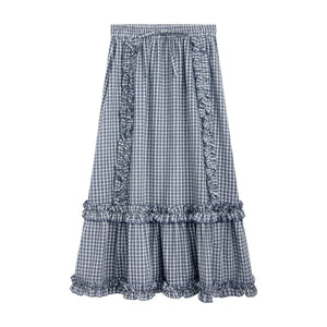 Original Slim Short Sleeve Plaid Panelled Skirt Set-Up