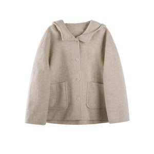 Oxygen Blue Wool Hooded Coat