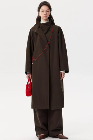 Paper-Textured Stand-Up Collar Coat