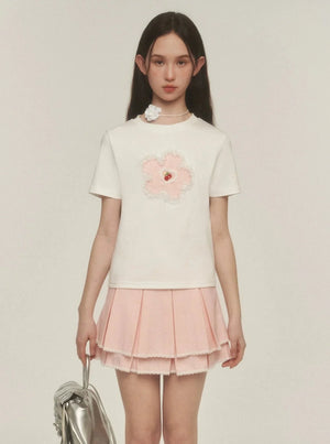 Patch Embroidered Small Flower T-Shirt