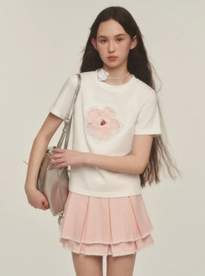 Patch Embroidered Small Flower T-Shirt