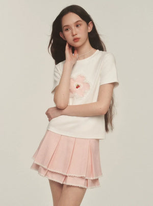 Patch Embroidered Small Flower T-Shirt