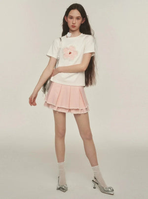 Patch Embroidered Small Flower T-Shirt