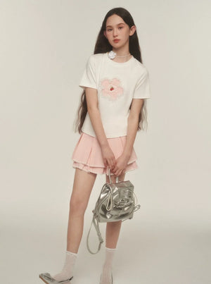 Patch Embroidered Small Flower T-Shirt