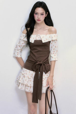 Patchwork Blouse Skirt Set-Up