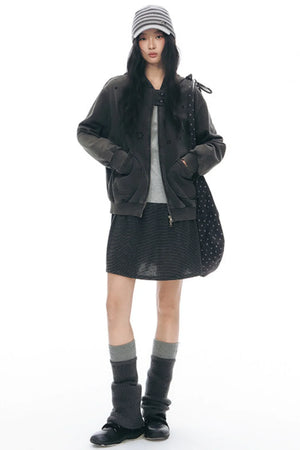Patchwork Distressed Cardigan Jacket