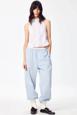 Patchwork Double Waistband Jogger Pants