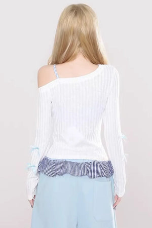 Patchwork Embroidered Off-Shoulder Top Set-Up