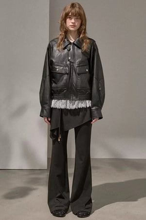 Patchwork Fleece-Lined Flared Pants
