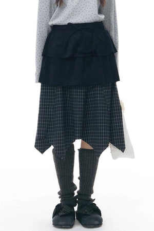 Patchwork Irregular Umbrella Skirt
