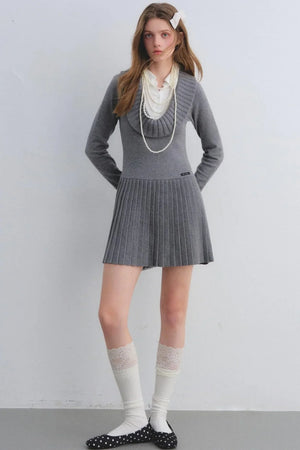 Patchwork Knitted Pleated Dress