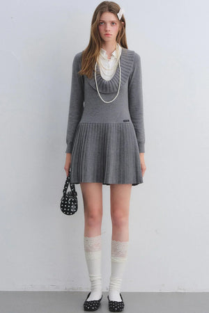 Patchwork Knitted Pleated Dress