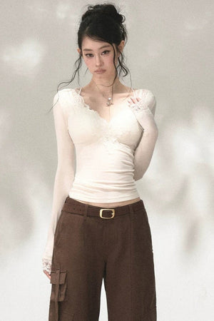 Patchwork Lace Knit Top