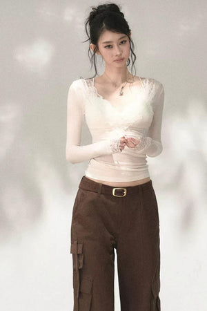 Patchwork Lace Knit Top