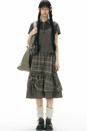 Patchwork Polo Knit Top