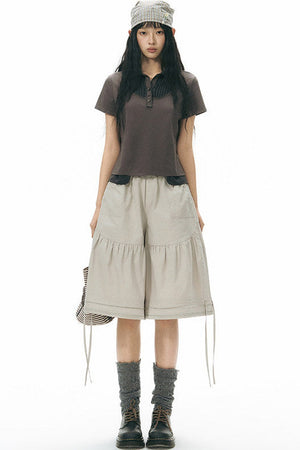 Patchwork Polo Knit Top