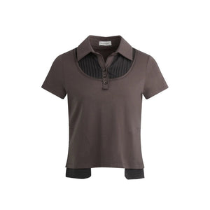 Patchwork Polo Knit Top
