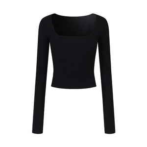 Patchwork Square Collar Knit Top