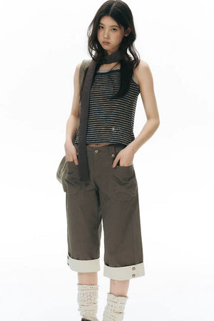 Patchwork Straight Leg Pants
