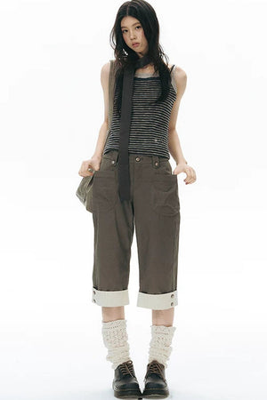 Patchwork Straight Leg Pants