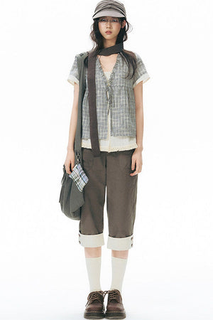 Patchwork Straight Leg Pants