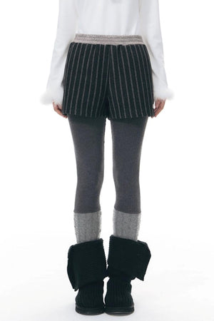 Patchwork Tweed Bootcut Shorts