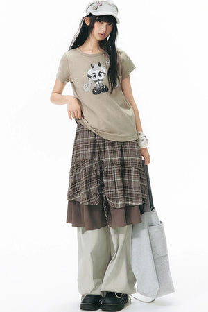 Patchwork Waistband Pocket Wide-Leg Cargo Pants