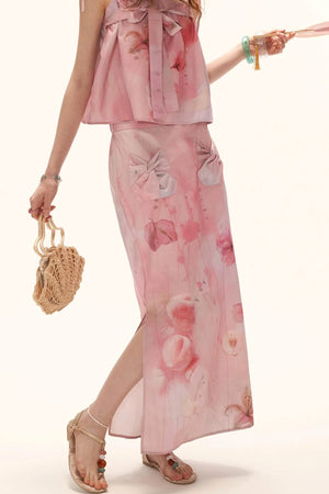 Peach Bow Tube Top Set-Up