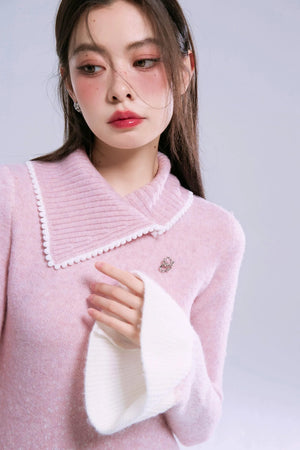 Peach-Pink Gradient Wool Dress