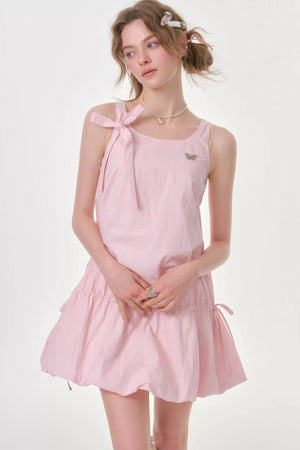 Peach Soda Lace-Up Camisole Dress