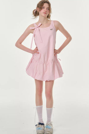 Peach Soda Lace-Up Camisole Dress