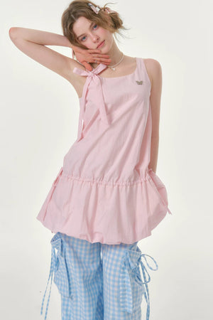 Peach Soda Lace-Up Camisole Dress