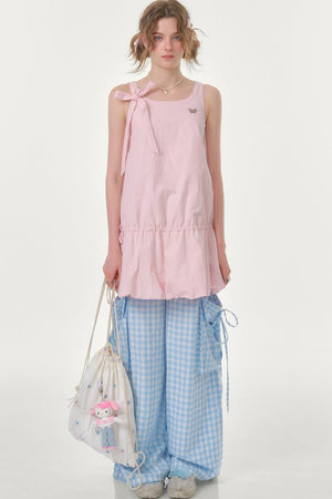 Peach Soda Lace-Up Camisole Dress
