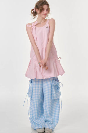 Peach Soda Lace-Up Camisole Dress